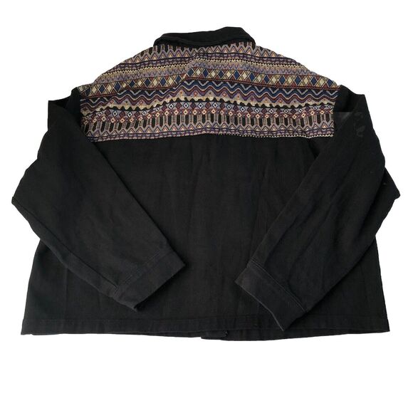 Emery Rose Women’s Tapestry Top Portion Black Crop Jacket Size XL - Picture 2 of 13